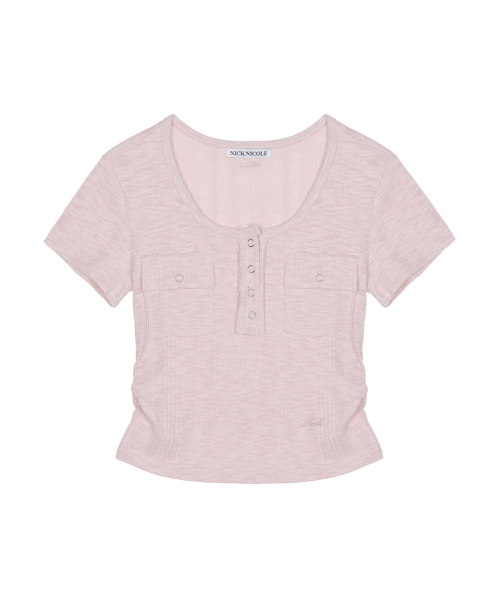 NICK&NICOLE(ニックアンドニコール)の「HENLEY NECK BUTTON TOP_PINK(Tシャツ/カットソー・レディース・その他・FREE)」の1枚目の写真