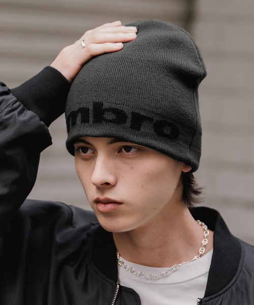 UMBRO(アンブロ)の「UMBRO アンブロ 別注コラボ 2WAYシングルニットワッチ ニットキャップ ビーニー(ニットキャップ/ビーニー・メンズ・チャコール/オフホワイト/ブラック・FREE)」の3枚目の写真