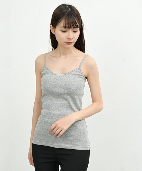 ORNITE.(オルナイト)の「コットン100% 選べる タンクトップ キャミソール インナー 夏服(キャミソール・レディース・ブラック系2/グレー系1/ホワイト系1/グレー系2/ホワイト系2/ブラック系1・LL/L/M)」の1枚目の写真