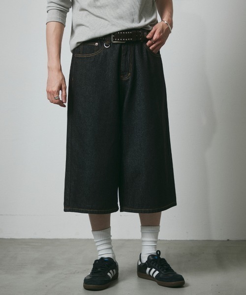 DAZE（デイズ）の「デニム ワイドハーフパンツ（デニムパンツ・メンズ・ブラック系/ダークブルー・SMALL/MEDIUM/LARGE/X-LARGE）」の16枚目の写真