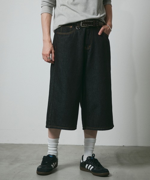 DAZE（デイズ）の「デニム ワイドハーフパンツ（デニムパンツ・メンズ・ブラック系/ダークブルー・SMALL/MEDIUM/LARGE/X-LARGE）」の17枚目の写真