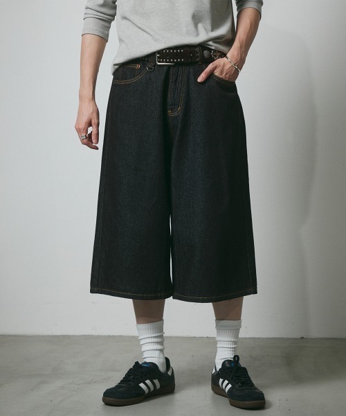 DAZE（デイズ）の「デニム ワイドハーフパンツ（デニムパンツ・メンズ・ブラック系/ダークブルー・SMALL/MEDIUM/LARGE/X-LARGE）」の18枚目の写真