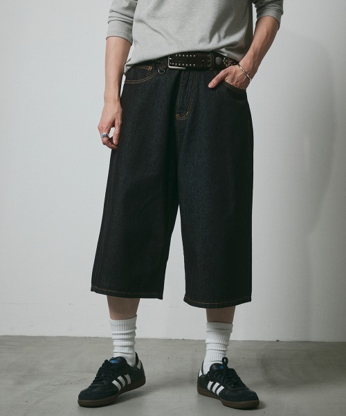 DAZE（デイズ）の「デニム ワイドハーフパンツ（デニムパンツ・メンズ・ブラック系/ダークブルー・SMALL/MEDIUM/LARGE/X-LARGE）」の19枚目の写真