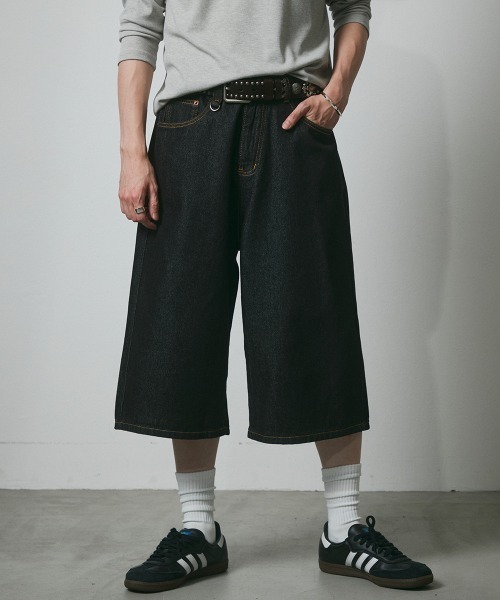 DAZE（デイズ）の「デニム ワイドハーフパンツ（デニムパンツ・メンズ・ブラック系/ダークブルー・SMALL/MEDIUM/LARGE/X-LARGE）」の20枚目の写真