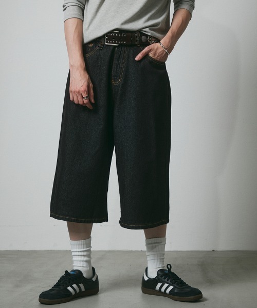 DAZE（デイズ）の「デニム ワイドハーフパンツ（デニムパンツ・メンズ・ブラック系/ダークブルー・SMALL/MEDIUM/LARGE/X-LARGE）」の21枚目の写真