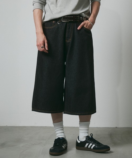 DAZE（デイズ）の「デニム ワイドハーフパンツ（デニムパンツ・メンズ・ブラック系/ダークブルー・SMALL/MEDIUM/LARGE/X-LARGE）」の22枚目の写真