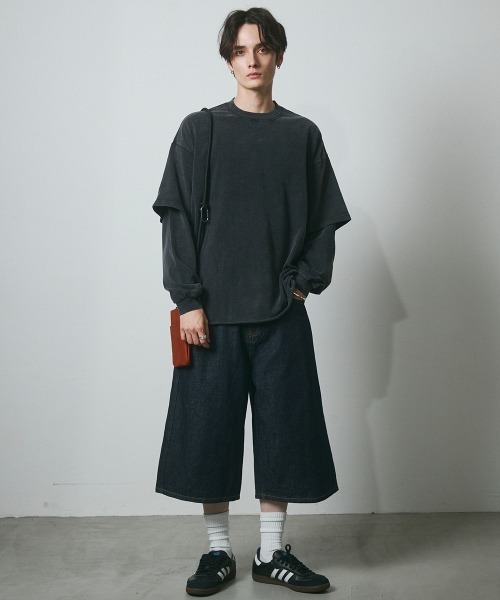 DAZE（デイズ）の「デニム ワイドハーフパンツ（デニムパンツ・メンズ・ブラック系/ダークブルー・SMALL/MEDIUM/LARGE/X-LARGE）」の10枚目の写真