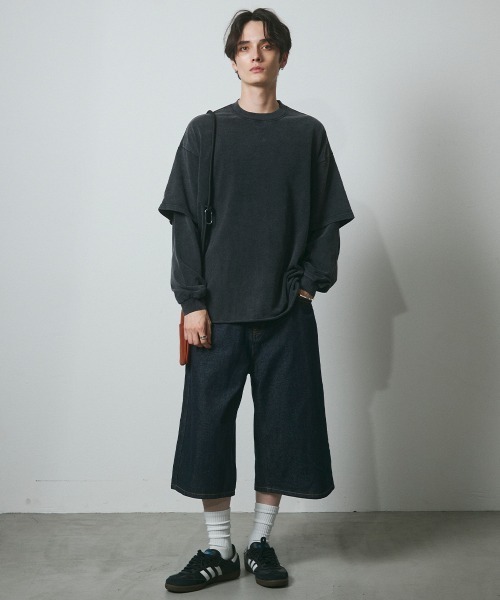 DAZE（デイズ）の「デニム ワイドハーフパンツ（デニムパンツ・メンズ・ブラック系/ダークブルー・SMALL/MEDIUM/LARGE/X-LARGE）」の11枚目の写真