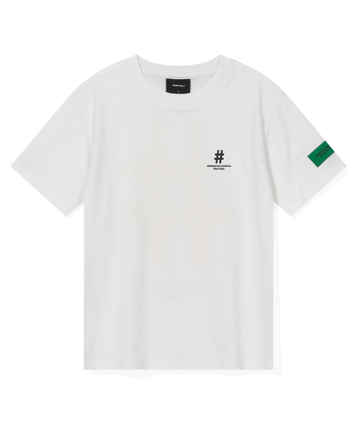 BEENTRILL(ビントリル)の「ウィメンズグリーンテーピングハッシュタグ半袖Tシャツ(オフホワイト)(Tシャツ/カットソー・レディース・その他・X-SMALL/SMALL)」の2枚目の写真