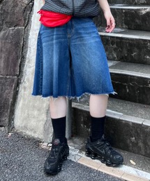 セミフレアワイドバミューダパンツ