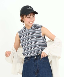マルチボーダーフードノースリチュニック