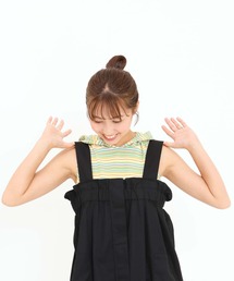 マルチボーダーフードノースリチュニック