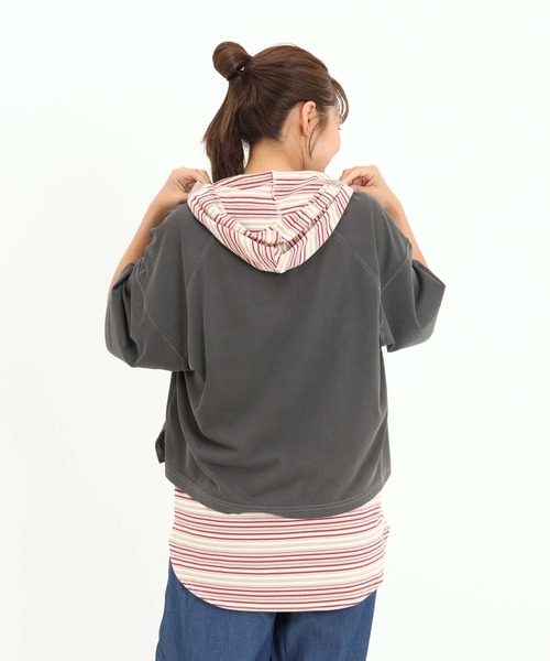 HEART MARKET(ハートマーケット)の「マルチボーダーフードノースリチュニック(Tシャツ/カットソー・レディース・ベージュ/サックスブルー/ピンク/イエロー/ネイビー・FREE)」の19枚目の写真