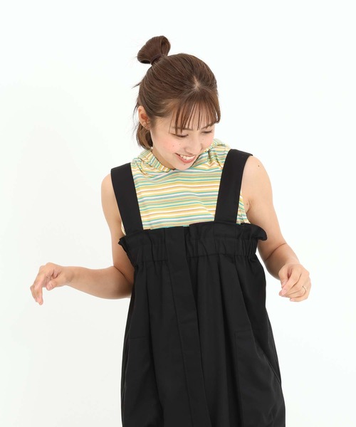 HEART MARKET(ハートマーケット)の「マルチボーダーフードノースリチュニック(Tシャツ/カットソー・レディース・ベージュ/サックスブルー/ピンク/イエロー/ネイビー・FREE)」の21枚目の写真