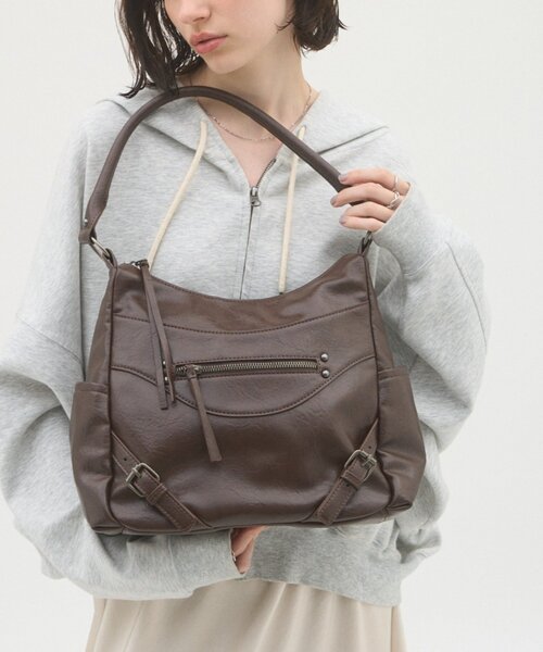 CIAOPANIC TYPY(チャオパニックティピー)の「【WEB限定】ヴィンテージライクフロントZIPBAG(トートバッグ・レディース・ブラック/ベージュ/ブラウン・ONE SIZE)」の3枚目の写真