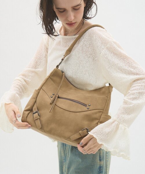 CIAOPANIC TYPY(チャオパニックティピー)の「【WEB限定】ヴィンテージライクフロントZIPBAG(トートバッグ・レディース・ブラック/ベージュ/ブラウン・ONE SIZE)」の5枚目の写真
