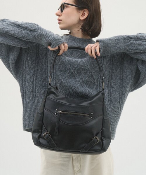 CIAOPANIC TYPY(チャオパニックティピー)の「【WEB限定】ヴィンテージライクフロントZIPBAG(トートバッグ・レディース・ブラック/ベージュ/ブラウン・ONE SIZE)」の9枚目の写真