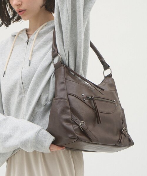 CIAOPANIC TYPY(チャオパニックティピー)の「【WEB限定】ヴィンテージライクフロントZIPBAG(トートバッグ・レディース・ブラック/ベージュ/ブラウン・ONE SIZE)」の12枚目の写真