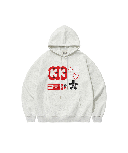 KKEEE（ケーケーイーイー）の「リバースアイデン オーバーサイズ フードパーカー（3色）（パーカー・レディース・ブラック/ライトグレー/グレー・FREE）」の2枚目の写真