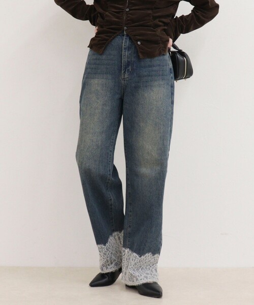 fredy emue(フレディエミュ)の「Dual Hem Lace Denim(デニムパンツ・レディース・サックスブルー/ブルー/ブルー系その他・36/38)」の3枚目の写真