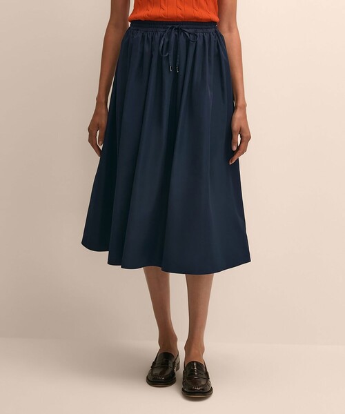 BROOKS BROTHERS(ブルックスブラザーズ)の「ポリエステルタフタ ドローストリング Aラインギャザースカート(スカート・レディース・ネイビー・MEDIUM/LARGE/X-SMALL/SMALL)」の1枚目の写真