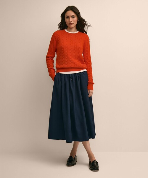BROOKS BROTHERS(ブルックスブラザーズ)の「ポリエステルタフタ ドローストリング Aラインギャザースカート(スカート・レディース・ネイビー・MEDIUM/LARGE/X-SMALL/SMALL)」の2枚目の写真