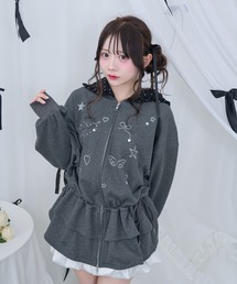 ストーンモチーフペプラムパーカー