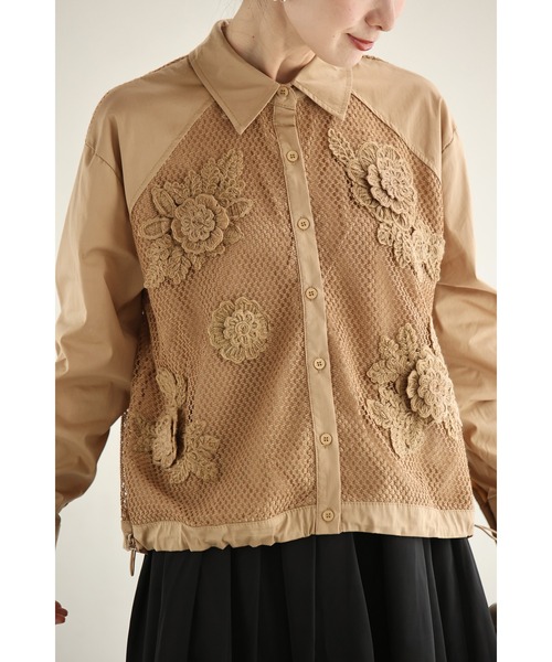 cawaii(カワイイ)の「ニットの立体花デコレーションシャツトップス(シャツ/ブラウス・レディース・ベージュ・FREE)」の17枚目の写真