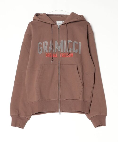 Gramicci(グラミチ)の「SPELL OUT ZIP HOODED SWEATSHIRT(パーカー・メンズ・ブラック系その他/ブラウン/ライトブルー・S/M/L/XL/2XL)」の3枚目の写真