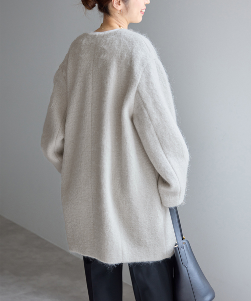 Spick & Span（スピックアンドスパン）の「ノーカラーコクーンシャギーコート（ノーカラーコート・レディース・ライトグレー/ブルー・38/36）」の8枚目の写真