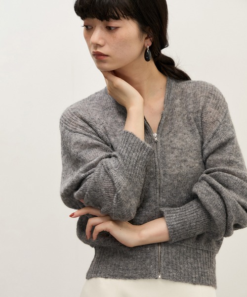 ADAM ET ROPE'(アダムエロペ)の「【WEB限定】モヘヤジップカーディガン(カーディガン/ボレロ・レディース・ブルー系その他4/グレー/ホワイト・FREE)」の3枚目の写真