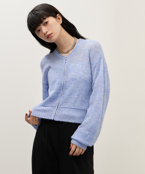 ADAM ET ROPE'(アダムエロペ)の「【WEB限定】モヘヤジップカーディガン(カーディガン/ボレロ・レディース・ブルー系その他4/グレー/ホワイト・FREE)」の7枚目の写真