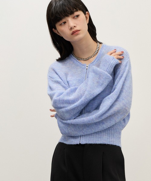 ADAM ET ROPE'(アダムエロペ)の「【WEB限定】モヘヤジップカーディガン(カーディガン/ボレロ・レディース・ブルー系その他4/グレー/ホワイト・FREE)」の8枚目の写真