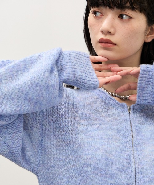ADAM ET ROPE'(アダムエロペ)の「【WEB限定】モヘヤジップカーディガン(カーディガン/ボレロ・レディース・ブルー系その他4/グレー/ホワイト・FREE)」の10枚目の写真