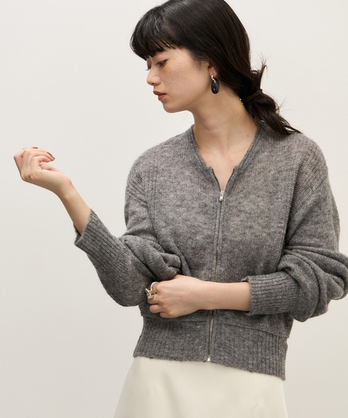 ADAM ET ROPE'(アダムエロペ)の「【WEB限定】モヘヤジップカーディガン(カーディガン/ボレロ・レディース・ブルー系その他4/グレー/ホワイト・FREE)」の12枚目の写真