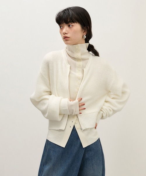 ADAM ET ROPE'(アダムエロペ)の「【WEB限定】モヘヤジップカーディガン(カーディガン/ボレロ・レディース・ブルー系その他4/グレー/ホワイト・FREE)」の14枚目の写真