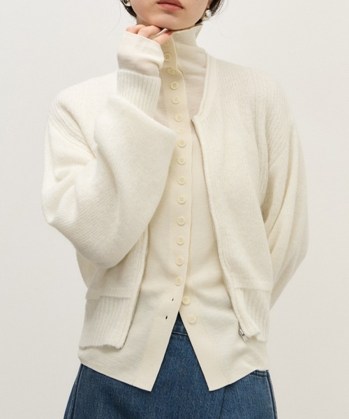 ADAM ET ROPE'(アダムエロペ)の「【WEB限定】モヘヤジップカーディガン(カーディガン/ボレロ・レディース・ブルー系その他4/グレー/ホワイト・FREE)」の15枚目の写真