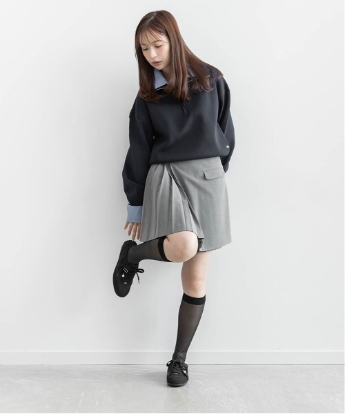 RANDA(ランダ)の「【選べる丈感】【SUSTAINABLE】2WAY シャツデザインハーフジップニット(ニット/セーター・レディース・ネイビー/ブラウン/グレー・FREE/FT)」の9枚目の写真