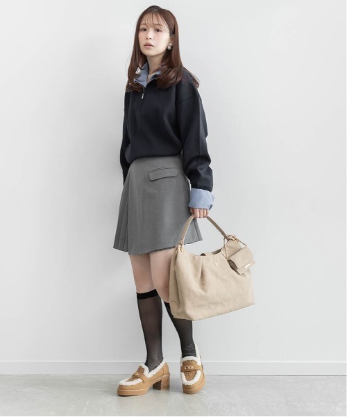 RANDA(ランダ)の「【選べる丈感】【SUSTAINABLE】2WAY シャツデザインハーフジップニット(ニット/セーター・レディース・ネイビー/ブラウン/グレー・FREE/FT)」の11枚目の写真