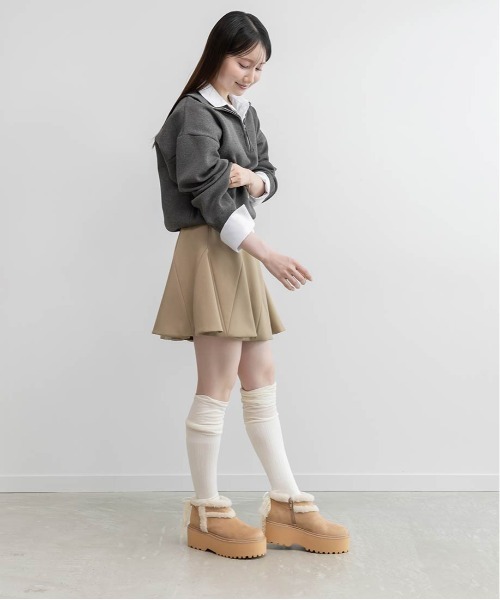 RANDA(ランダ)の「【選べる丈感】【SUSTAINABLE】2WAY シャツデザインハーフジップニット(ニット/セーター・レディース・ネイビー/ブラウン/グレー・FREE/FT)」の14枚目の写真