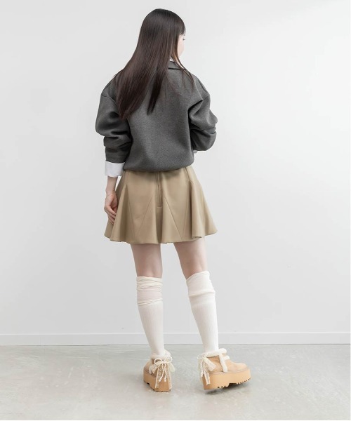 RANDA(ランダ)の「【選べる丈感】【SUSTAINABLE】2WAY シャツデザインハーフジップニット(ニット/セーター・レディース・ネイビー/ブラウン/グレー・FREE/FT)」の15枚目の写真
