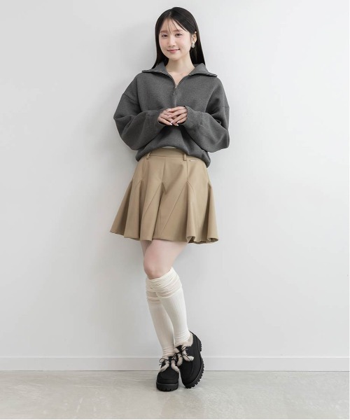 RANDA(ランダ)の「【選べる丈感】【SUSTAINABLE】2WAY シャツデザインハーフジップニット(ニット/セーター・レディース・ネイビー/ブラウン/グレー・FREE/FT)」の17枚目の写真