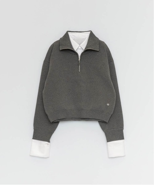 RANDA(ランダ)の「【選べる丈感】【SUSTAINABLE】2WAY シャツデザインハーフジップニット(ニット/セーター・レディース・ネイビー/ブラウン/グレー・FREE/FT)」の21枚目の写真