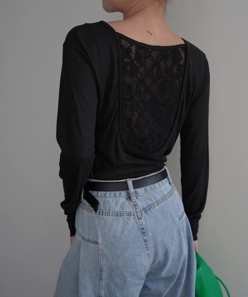 Rashik(ラシク)の「【Rashik】バックシャンレーストップス(Tシャツ/カットソー・レディース・グレー/ブラック/ホワイト・FREE)」の11枚目の写真