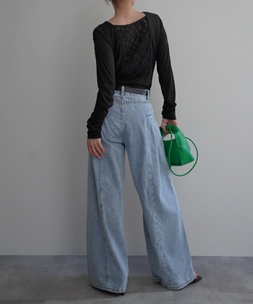 Rashik(ラシク)の「【Rashik】バックシャンレーストップス(Tシャツ/カットソー・レディース・グレー/ブラック/ホワイト・FREE)」の13枚目の写真