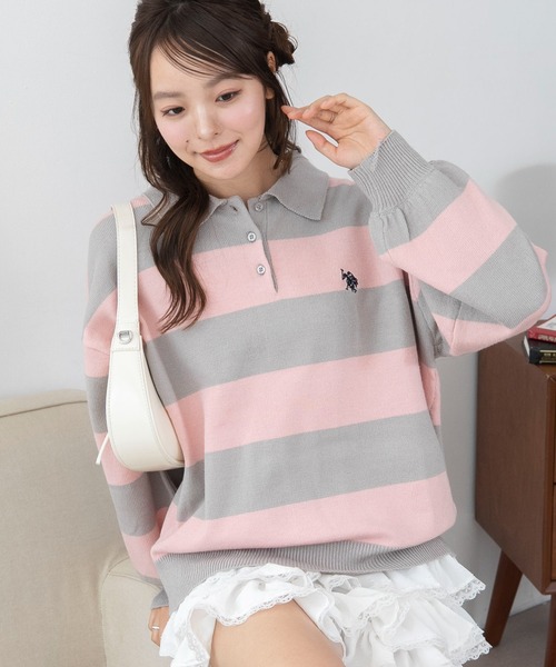 U.S. POLO ASSN.(ユーエスポロアッスン)の「∴WEGO/【26年秋冬新作】U.S.POLO ASSN.ジャガードポロニット(ニット/セーター・レディース・アイボリー/ネイビー/その他1/その他2/ブラウン・LARGE/MEDIUM)」の4枚目の写真