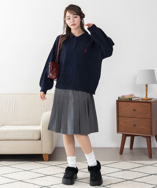 U.S. POLO ASSN.(ユーエスポロアッスン)の「∴WEGO/【26年秋冬新作】U.S.POLO ASSN.ジャガードポロニット(ニット/セーター・レディース・アイボリー/ネイビー/その他1/その他2/ブラウン・LARGE/MEDIUM)」の6枚目の写真