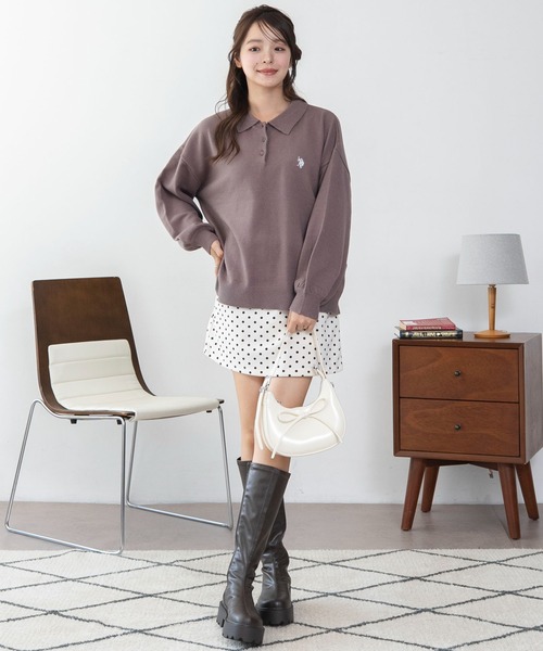 U.S. POLO ASSN.(ユーエスポロアッスン)の「∴WEGO/【26年秋冬新作】U.S.POLO ASSN.ジャガードポロニット(ニット/セーター・レディース・アイボリー/ネイビー/その他1/その他2/ブラウン・LARGE/MEDIUM)」の8枚目の写真