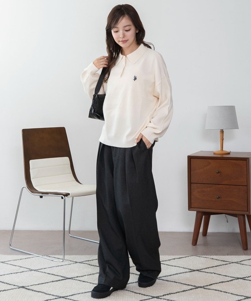 U.S. POLO ASSN.(ユーエスポロアッスン)の「∴WEGO/【26年秋冬新作】U.S.POLO ASSN.ジャガードポロニット(ニット/セーター・レディース・アイボリー/ネイビー/その他1/その他2/ブラウン・LARGE/MEDIUM)」の7枚目の写真
