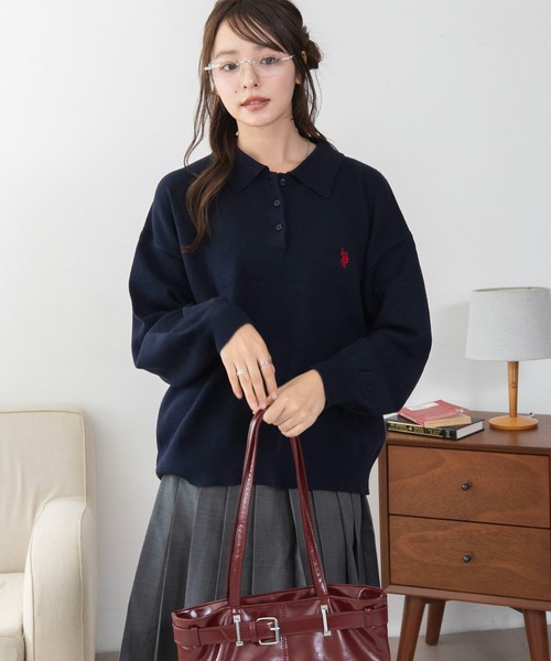 U.S. POLO ASSN.(ユーエスポロアッスン)の「∴WEGO/【26年秋冬新作】U.S.POLO ASSN.ジャガードポロニット(ニット/セーター・レディース・アイボリー/ネイビー/その他1/その他2/ブラウン・LARGE/MEDIUM)」の11枚目の写真
